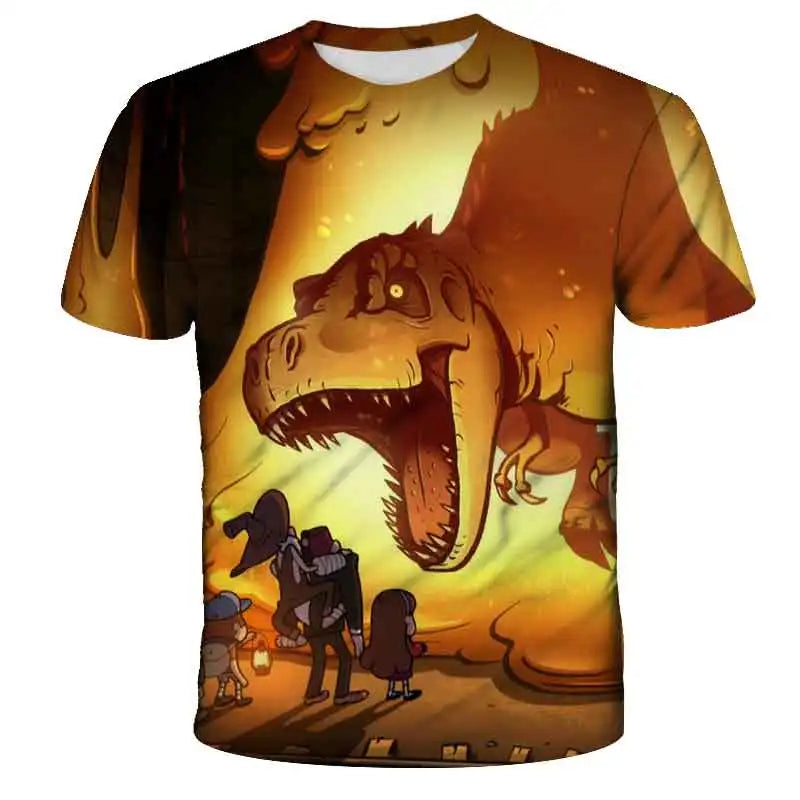 Miniso 2024 Jurassic World Dinosaur T-Shirt Boys Girls Clothes Top Tees Baby Boys T Shirt Children Clothing Men And Women Shirt
