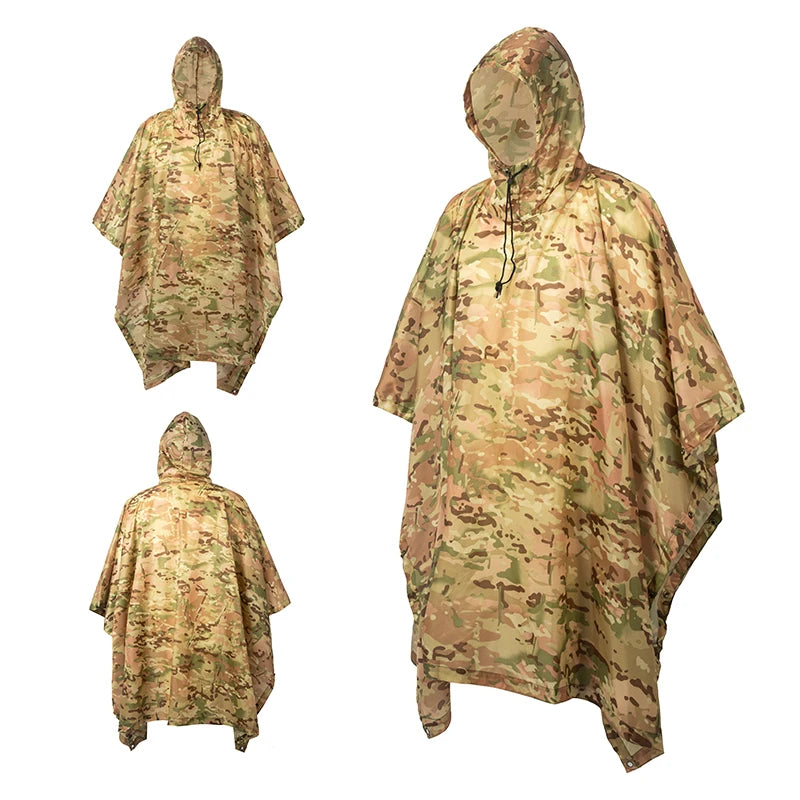Men's Military Waterproof Zipper Camo Raincoat, Waterproof Rain Coat, Men's Raincoat, Women's Raincoat, Awning, Motorcycle Rain Poncho