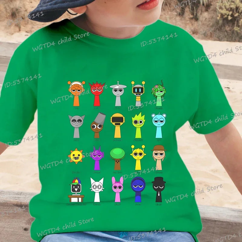 New Sprunki Kids T-shirt Cartoon Game Figure Printed Tops Tees Boys Girls Casual Short Sleeve Tshirt Summer Children's Clothing