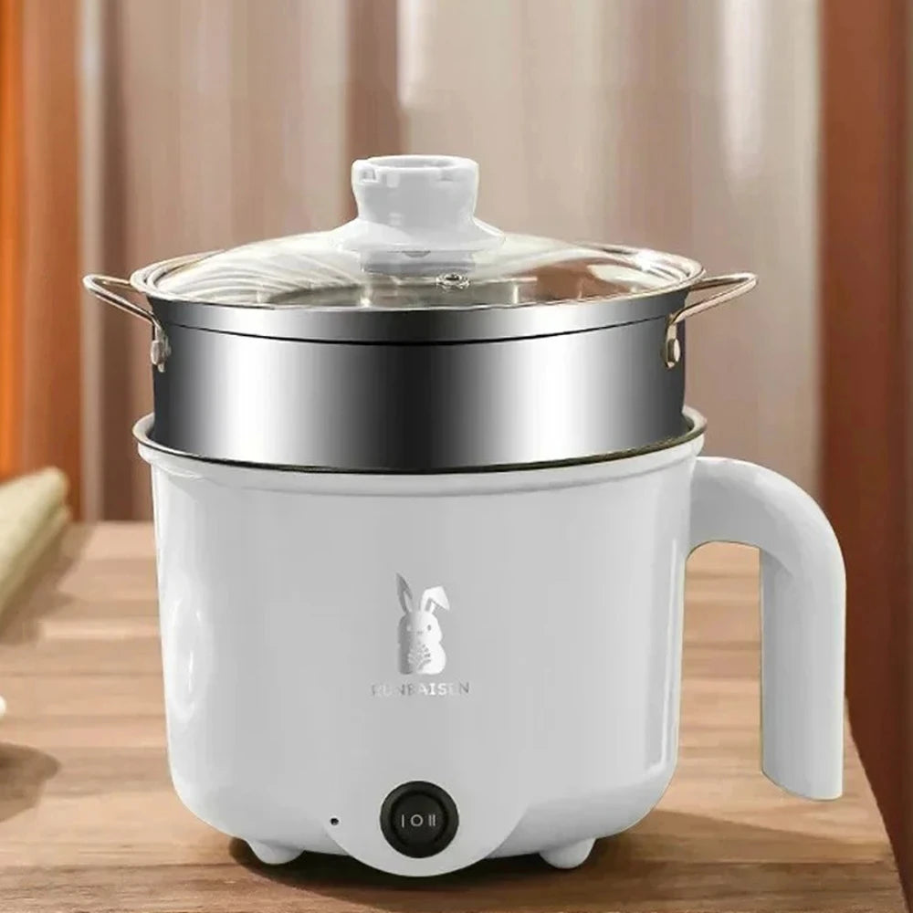 220V Mini Electric Cooker Multi-functional Cooking Pot Non-stick Frying Pan Ramen Dormitory Small Electric Hot Pot Cute Cartoon