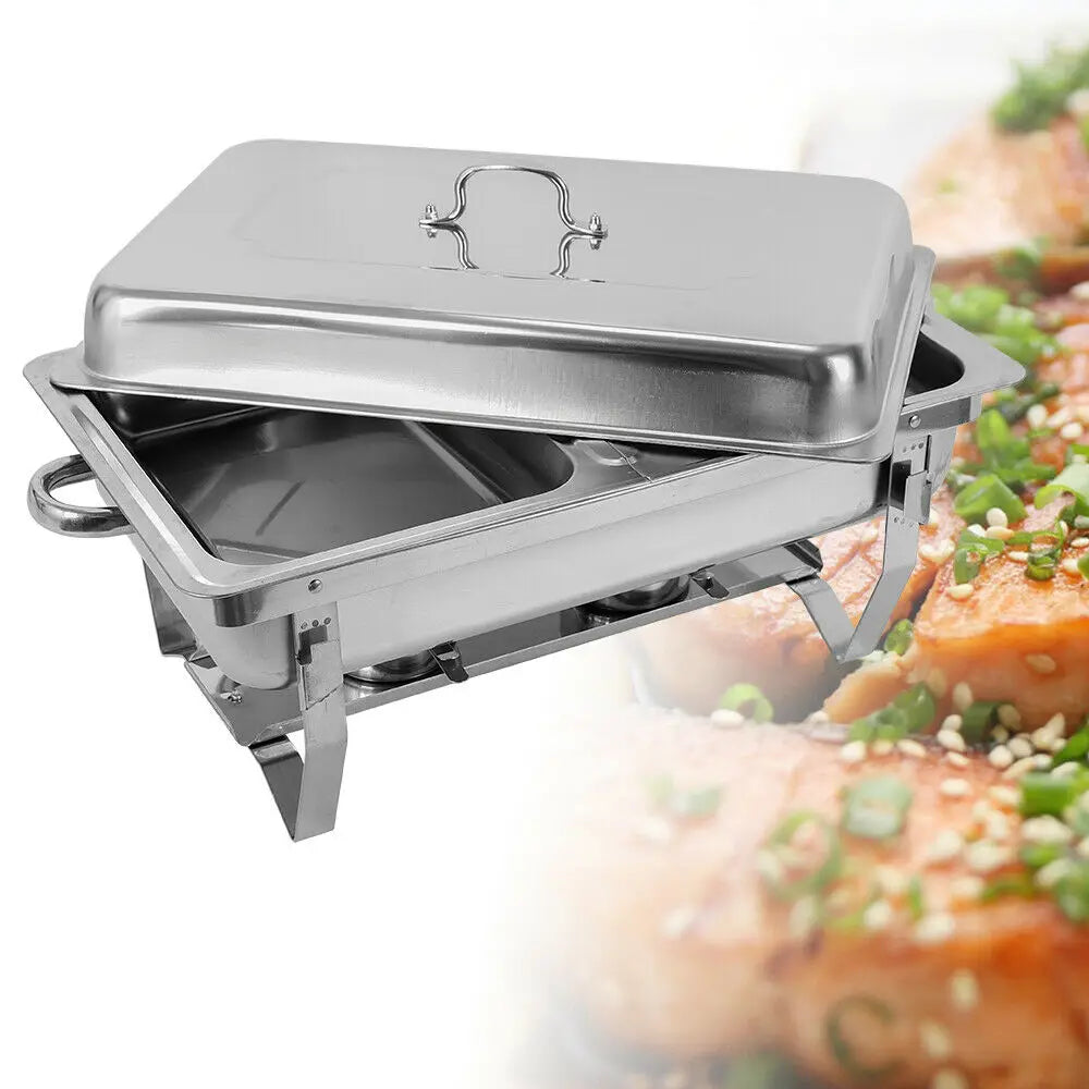 7.5L Chafing Dish Buffet Set, Dual Compartment Dining Stove, Stainless Steel Chafer, Catering Server, Food Warmer Container with Lid