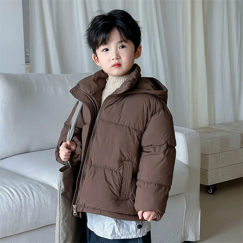Boys Hooded Down Coats New Teenager Fashion Parkas New Kids Girls Winter Warm Jackets Children Thicken Windproof Outerwear