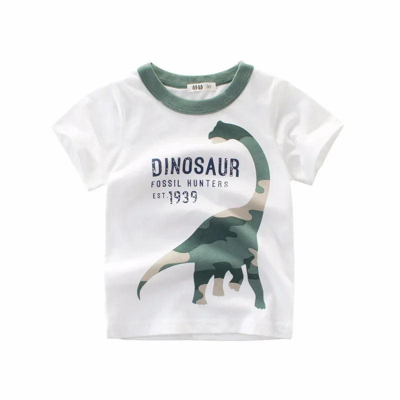 2 3 4 5 7 9 Years Summer Baby Boys Short Sleeve T-shirt Children Kids Cotton Cartoon Tops For Little Boys KF1022