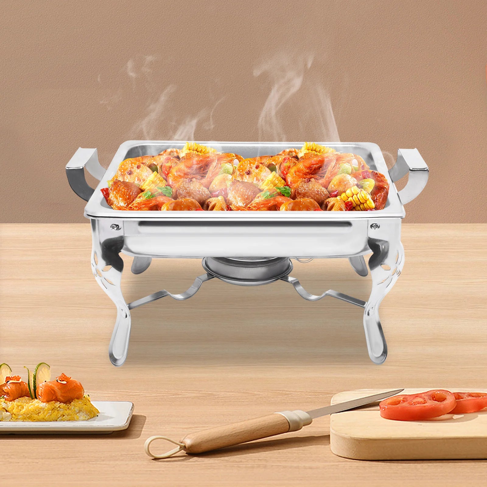 [6L Chafing Dish] 6L Stainless Steel Chafing Dish with Handle - for Banquet Catering - Heating Insulation Large Capacity