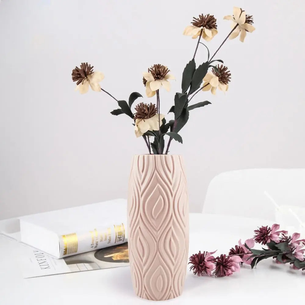 Nordic Style Plastic Imitation Glaze Vase Modern High Quality Shatterproof Flower Vases Flower Arrangement Plant Pot Basket
