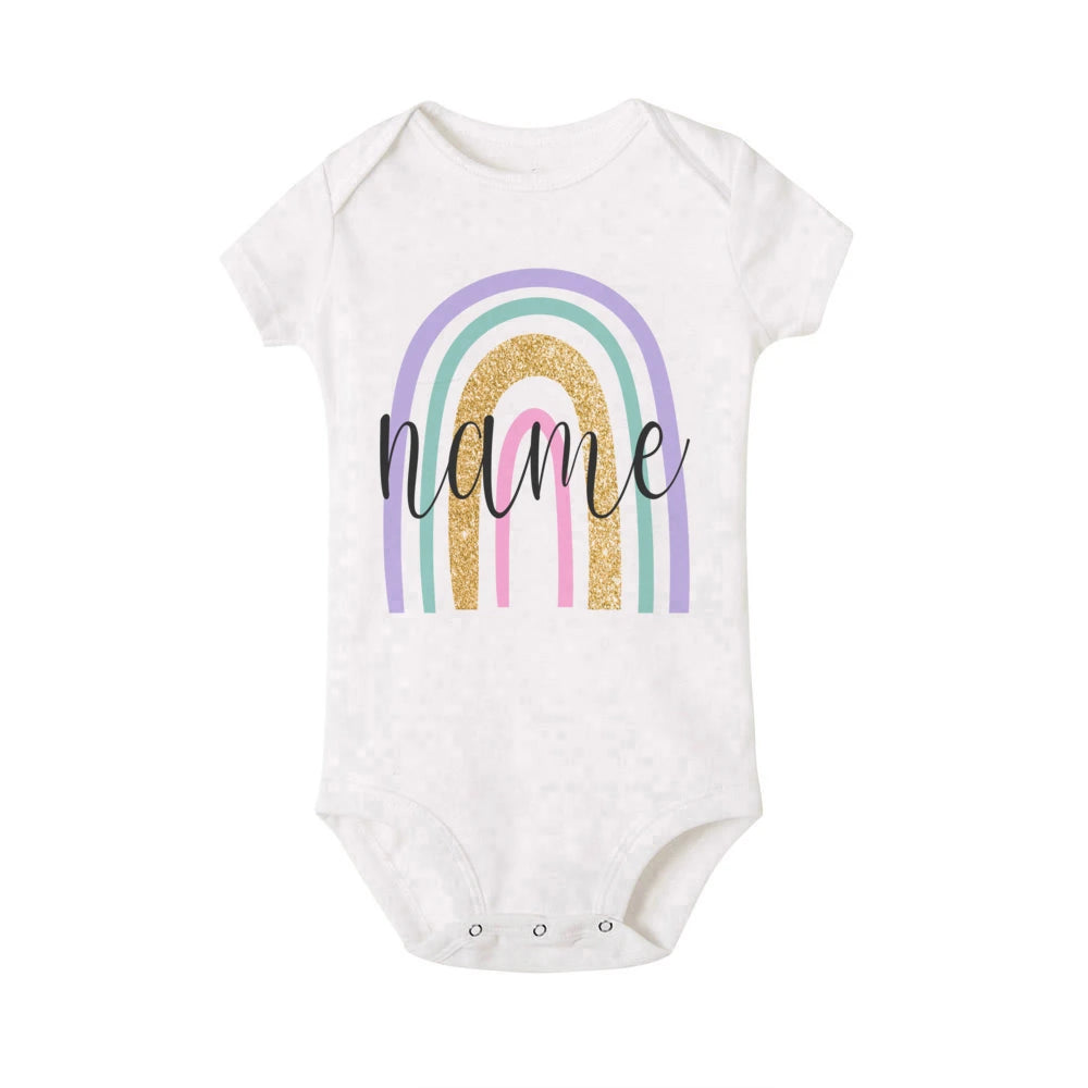 Personalized Baby Bodysuit Rainbow with Name Infant Jumpsuit Boys Girls Outfits Romper Custom Toddler Clothes Baby Shower Gift