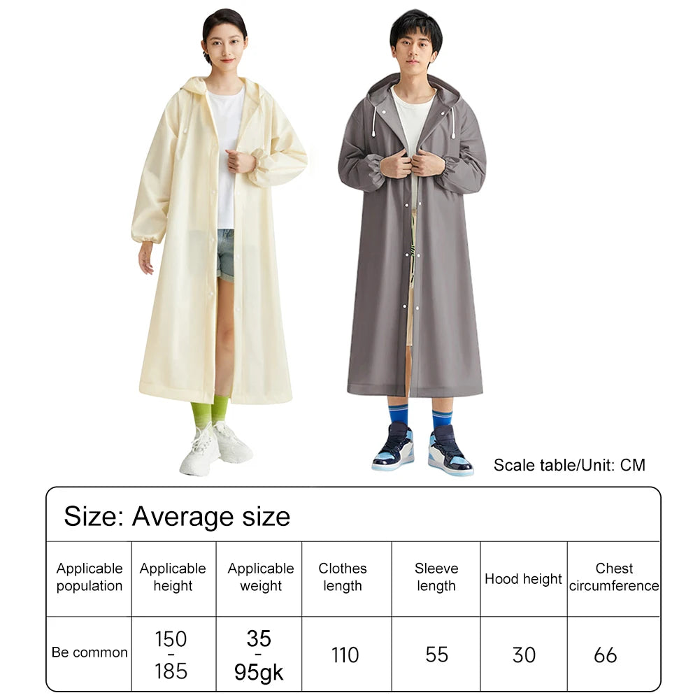 3-10PCS Disposable Adult Long Raincoat Windproof Hooded Rain Poncho Drawstring Long Hooded Rain Coats for Travel Emergency