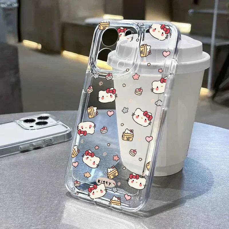 Cute Sanrio Biye's Hello Kitty Phone Case for IPhone 16 15 14 13 12 11 Pro Max 16E 7 8 14 Plus 13 Mini SE 2022 Cartoon Cover Y2K
