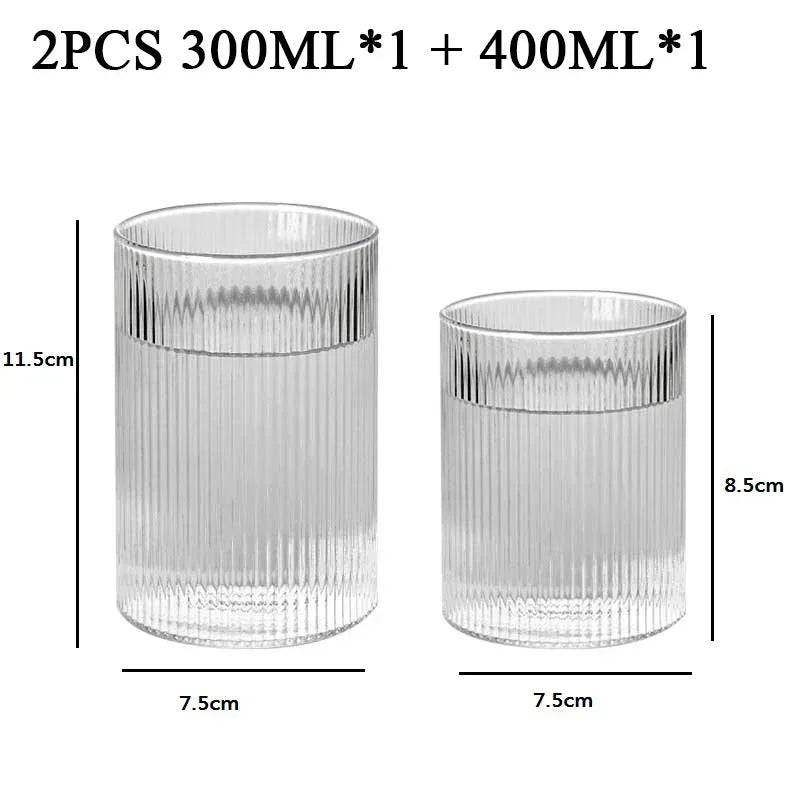 1/2/4/6pcs Vertical Pattern Cup Creative Japanese Glass Wine Juice Drink Coffee Handmade Clear Drinkware Shot Glasses Whiskey