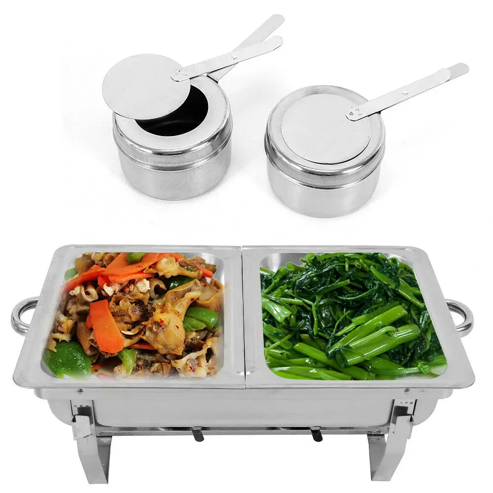 7.5L Chafing Dish Buffet Set, Dual Compartment Dining Stove, Stainless Steel Chafer, Catering Server, Food Warmer Container with Lid