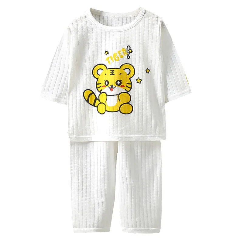 2PCS/Set Summer Children Clothes Girls Boys Cartoon Cute Casual Short Sleeve Cotton Baby Tops+Pants
