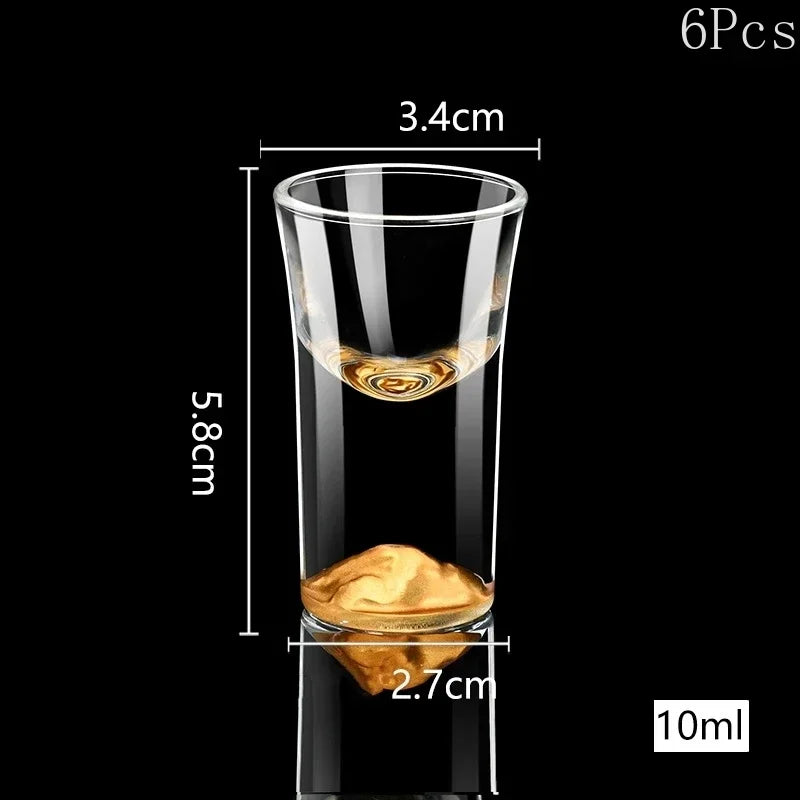 6Pcs Crystal Vodka Shot Glass 0.5oz Mini Size Gold Leaf Wine Glasses Spirits Japanese Sake Korean Soju Brandy Shot Cup
