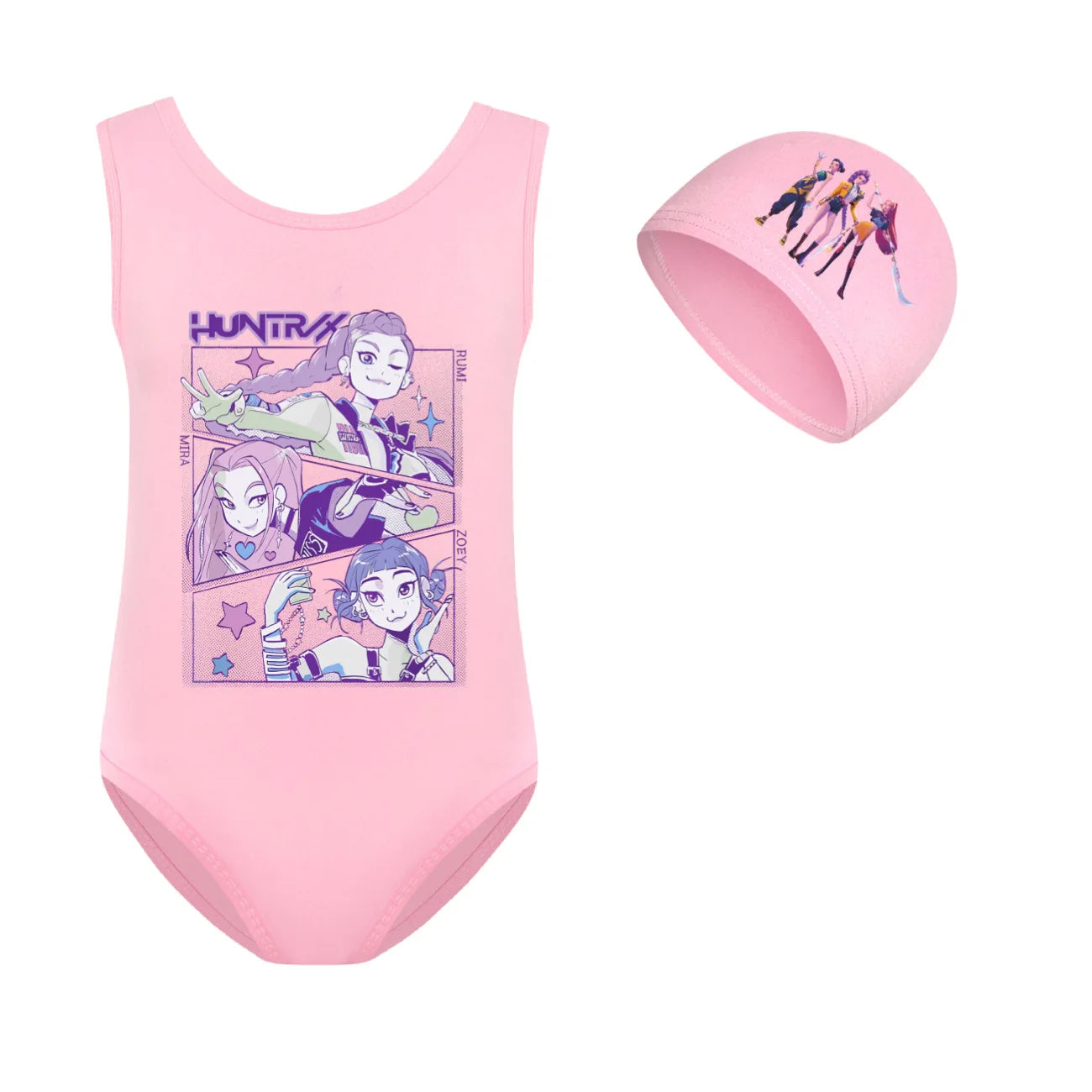 KPop Demon Hunters Huntrix Clothes Kids Swimwear Girls Summer One-Piece Swimsuit Children Sleeveless Swiming Biniki Sets