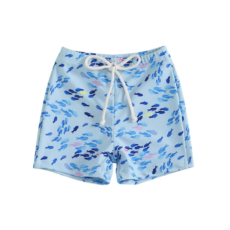 Cathery Kids Baby Little Boys Swimsuits Shorts Cartoon Dinosaur/Shark Print Bathing Suit Drawstring Swim Trunks Swimwear 6M-4T