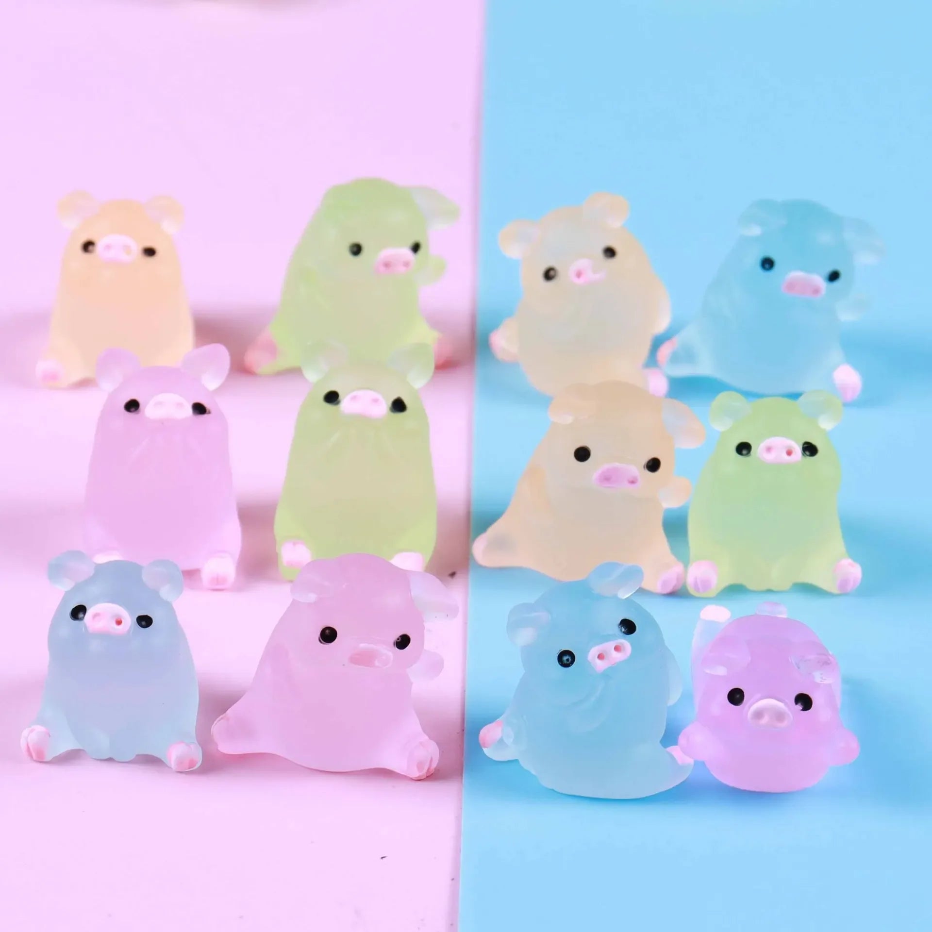 5/10pcs Fluorescence Bowknot Bottle Cat Piglet Room Decor Ornament Miniature Animal Micro Decoration Moss Landscape Accessories