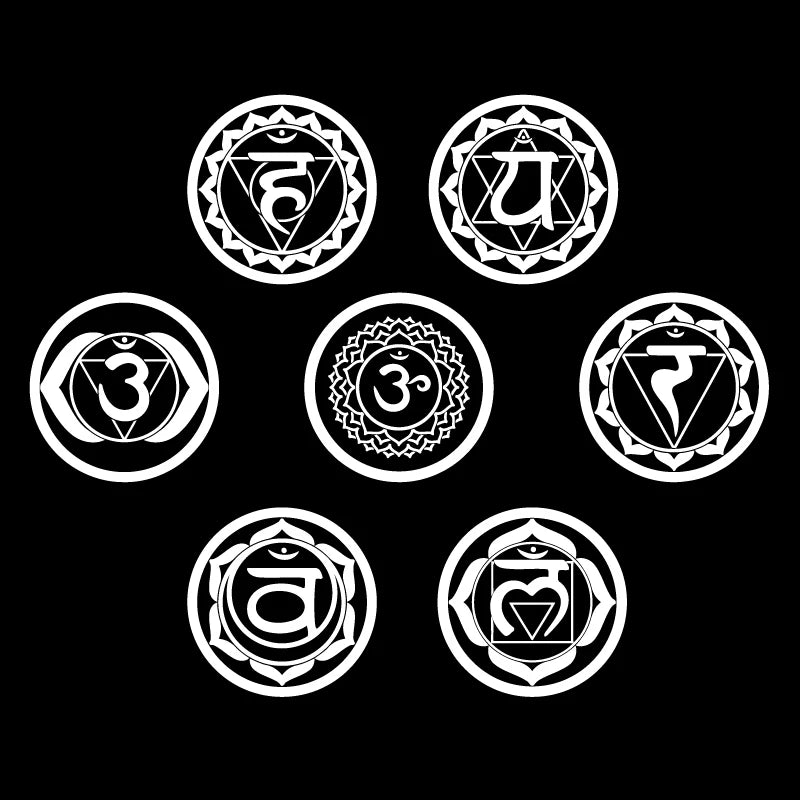 7pcs/set Chakras Vinyl Wall Stickers Mandala Yoga Om Meditation Symbol Wall Decals For Home Living Room/Yoga Studio Decoration