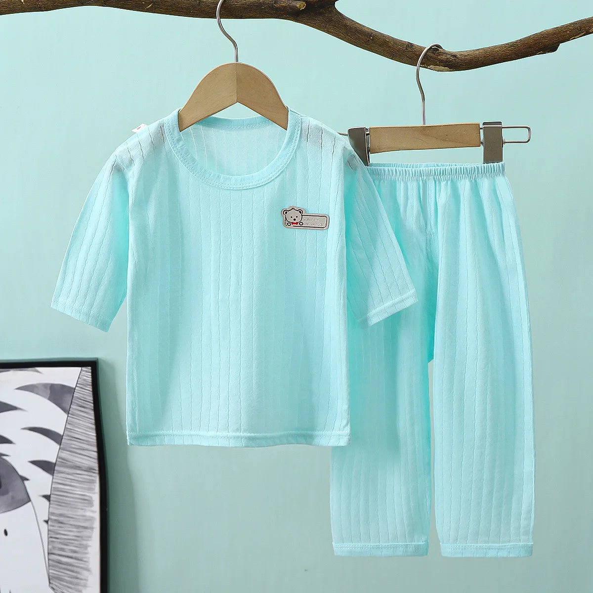 2PCS/Set Summer Children Clothes Girls Boys Cartoon Cute Casual Short Sleeve Cotton Baby Tops+Pants