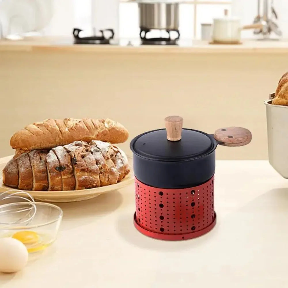 Portable Non-stick Cheese Grill Windproof Cylindrical Cheese Raclette Pot with Candle with Shovel Cheese Raclette Oven Baking