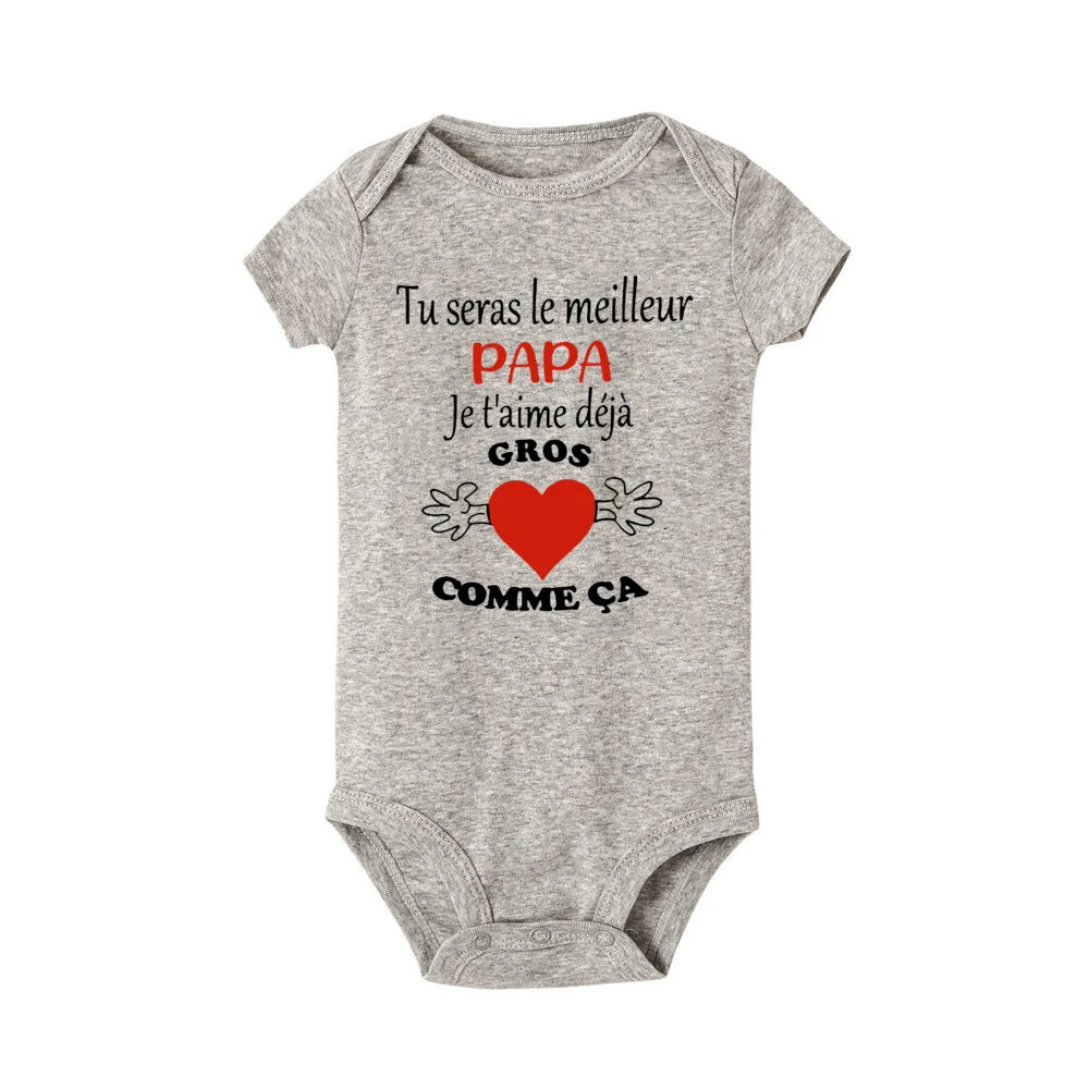 You Will Be The Best Dad I Love You Print Newborn Bodysuit French Baby Romper Infant Short Sleeve Jumpsuit Toddler Play Clothes