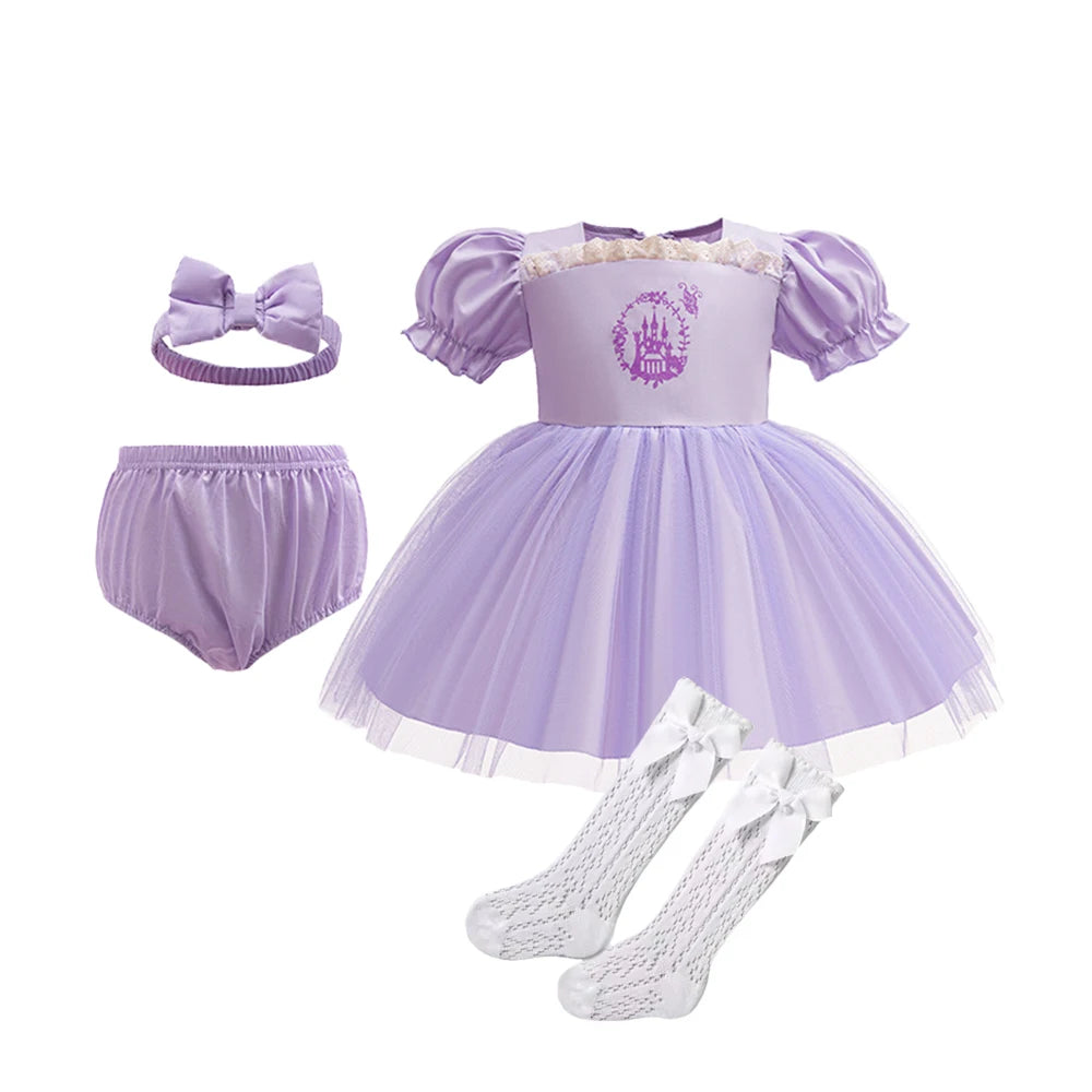Boutique 3PCS Baby Girls Princess Dress Shorts Bow Headwear 1st 2nd Birthday Party Infant Clothing Set Halloween Alice Costume