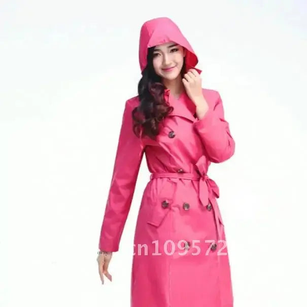 Fashion Big Size Men Women Biker Poncho Ladies Slim Long Windproof Waterproof Belt Rain Raincoat Outdoor Coat With Adults Hiking