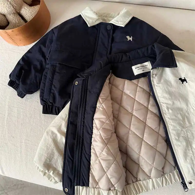 Boys Thicken Thin Jacket Winter Warm Coat Children Cartoon Cotton Clothes Autumn New Girls' Baseball Jacket Kids Outwears