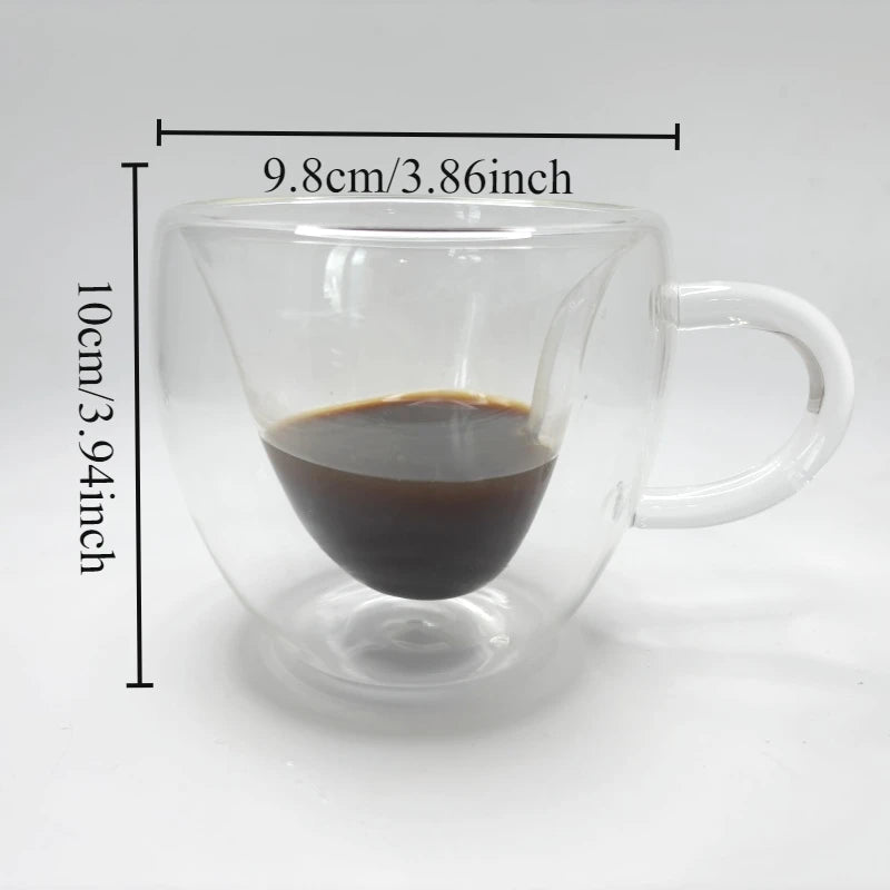 240ml High Borosilicate Valentine's Day Couple Glass Cup with Insulation and Heat Resistance Heart-shaped Double-layer Glass Cup