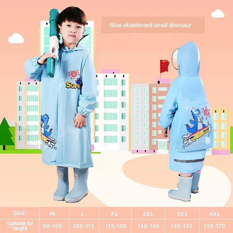 Children's Raincoat, Kids Waterproof Rain Poncho, Full Coverage, High-Quality Raincoat, Student Boys Girls Backpack Travel Rainwear