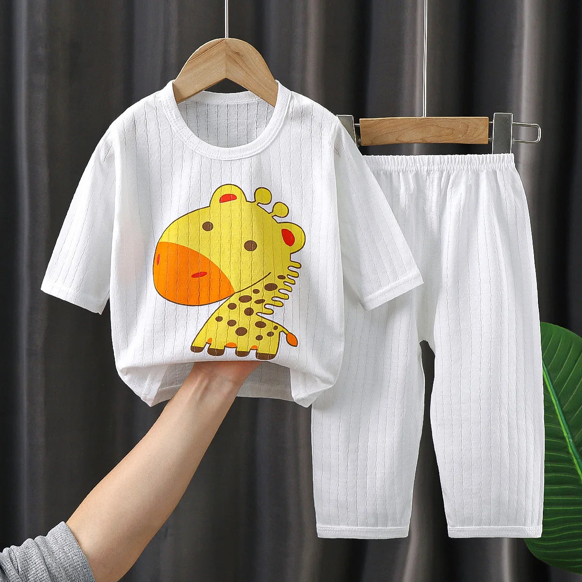 2PCS/Set Summer Children Clothes Girls Boys Cartoon Cute Casual Short Sleeve Cotton Baby Tops+Pants