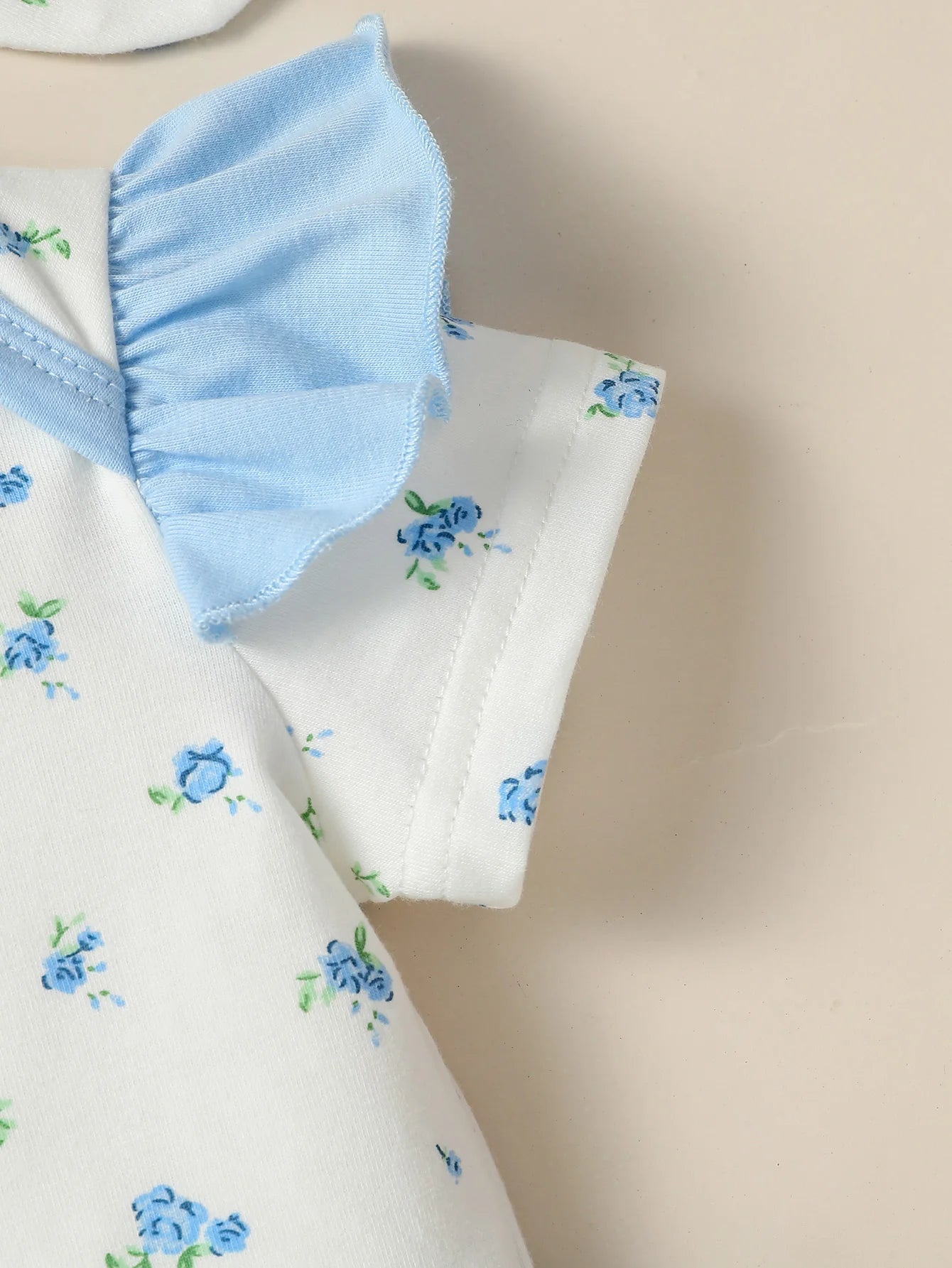 5PCS Girls Baby short Sleeve Printing Flower Cute For Daily BodySuit +Bow headwear+Bib+Gloves