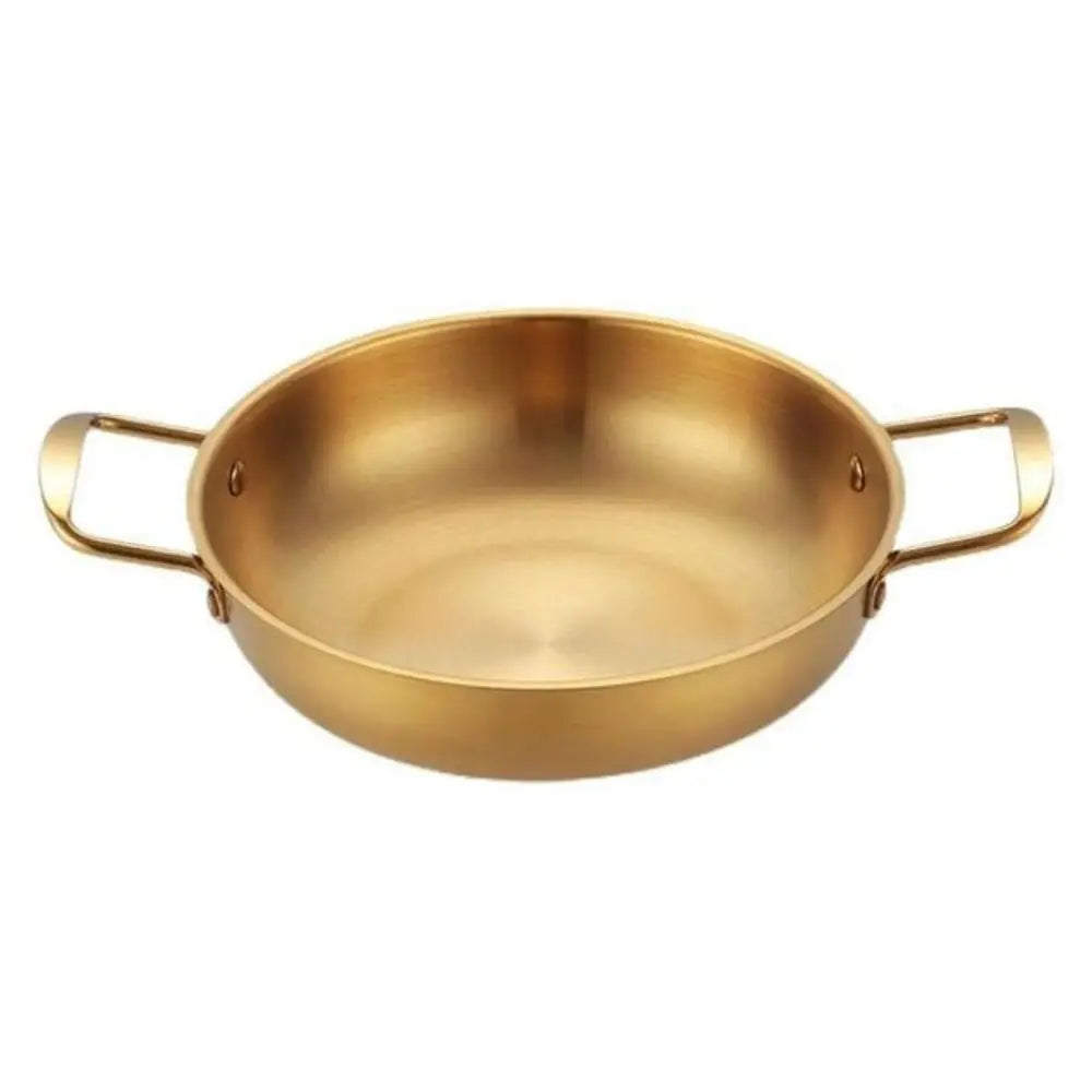 Durable Picnic Snack Plates Stainless Steel Paella Pan with Handle High Quality Seafood Rice Pot Gold Silver Dry Pots