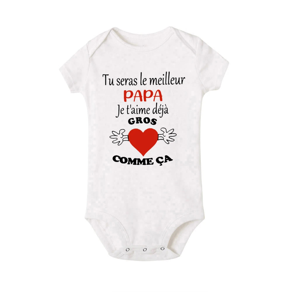 You Will Be The Best Dad I Love You Print Newborn Bodysuit French Baby Romper Infant Short Sleeve Jumpsuit Toddler Play Clothes