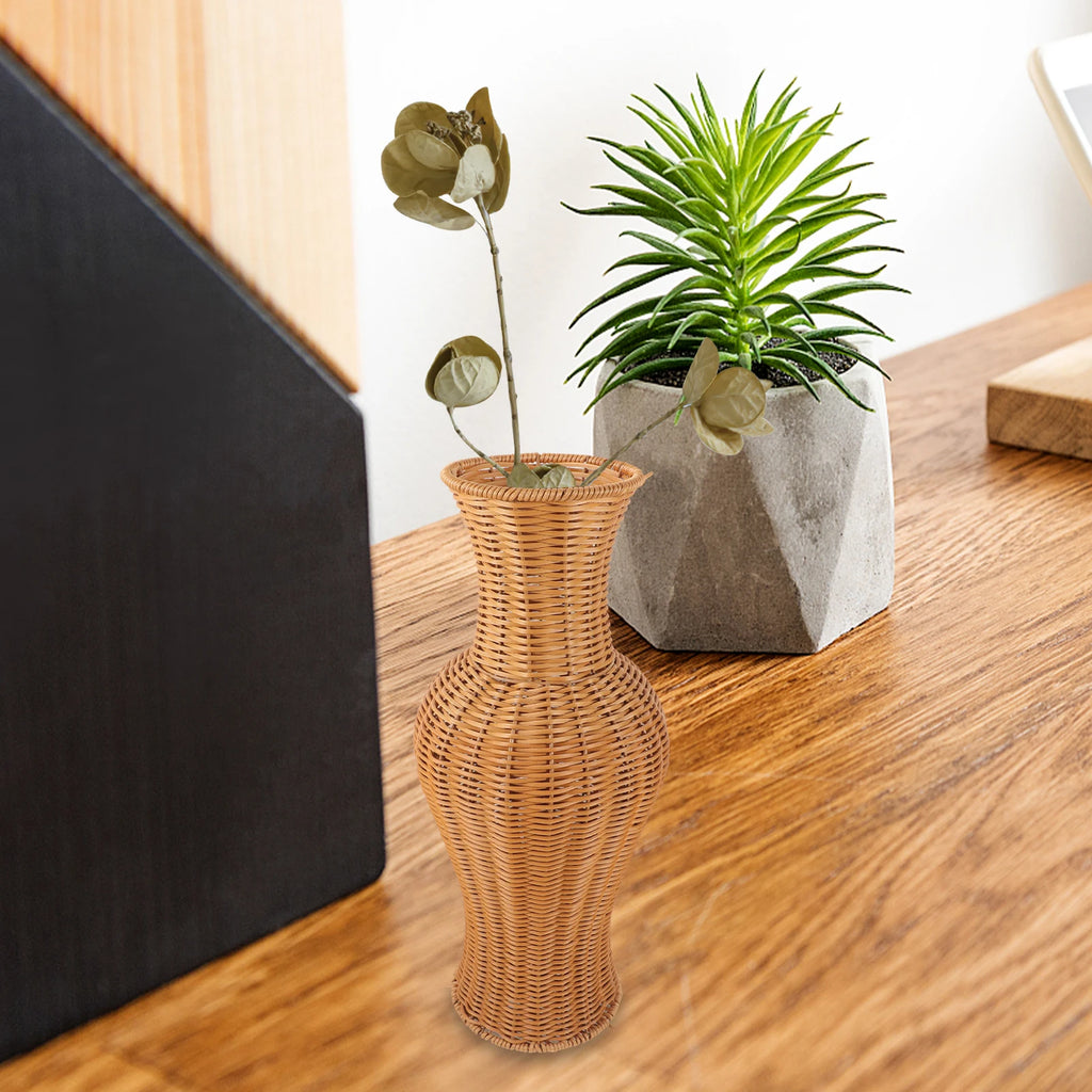 Rattan Woven Flower Vase Rustic Flower Arrangement Containers Large Floor Vase Decorative Imitation Wicker Floor Vase Tall
