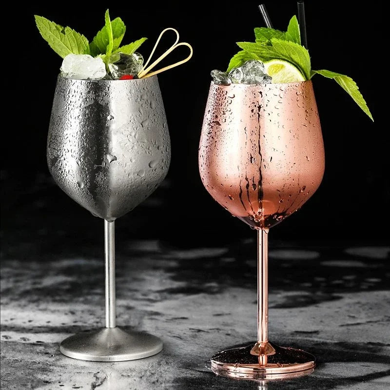 4PCS Stainless Steel Glass Cocktail Creative Metal Wine Glass Bar Restaurant Champagne Red Wine Glass Drinkware Barware Cup