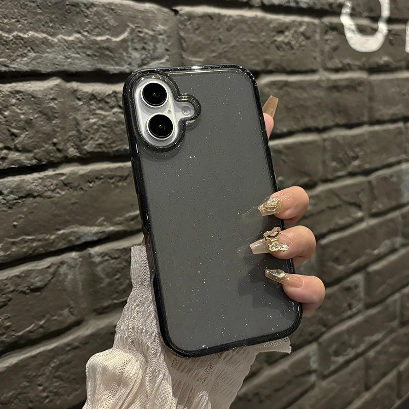 Luxury Glitter Transparent Bling Case For iPhone 11 12 13 14 15 16 Pro Max X XR XS 7 8 Plus Shockproof Soft Bumper Cover