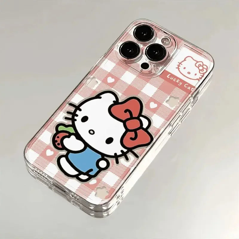 Cute Sanrio Biye's Hello Kitty Phone Case for IPhone 16 15 14 13 12 11 Pro Max 16E 7 8 14 Plus 13 Mini SE 2022 Cartoon Cover Y2K