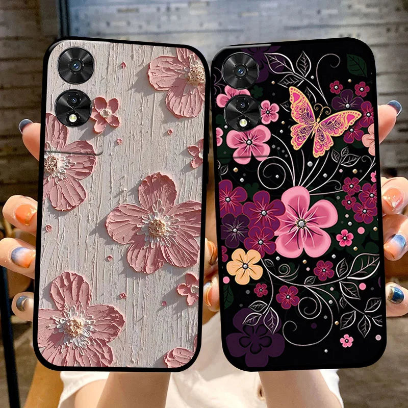 For TCL 50 5G Case, 505, 50 SE Fashion Cartoon Flowers Soft TPU Silicone Phone Cover for TCL 50 XE Nxtpaper Shockproof Coque Fundas