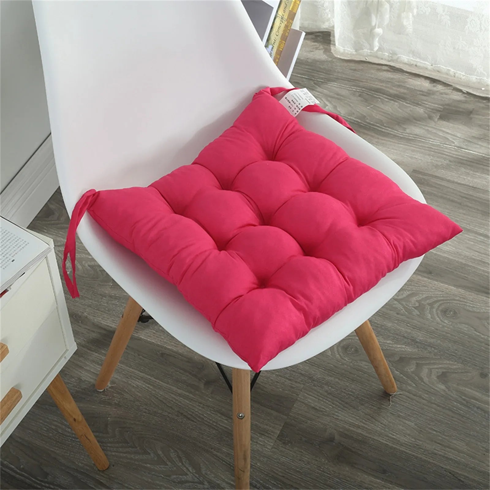 Solid Color Square Chair Soft Comfortable Seat Cushion Tie On Pillow Sofa Chair Decor Seat Cushion Student Chair Pad 40x40cm 쿠션