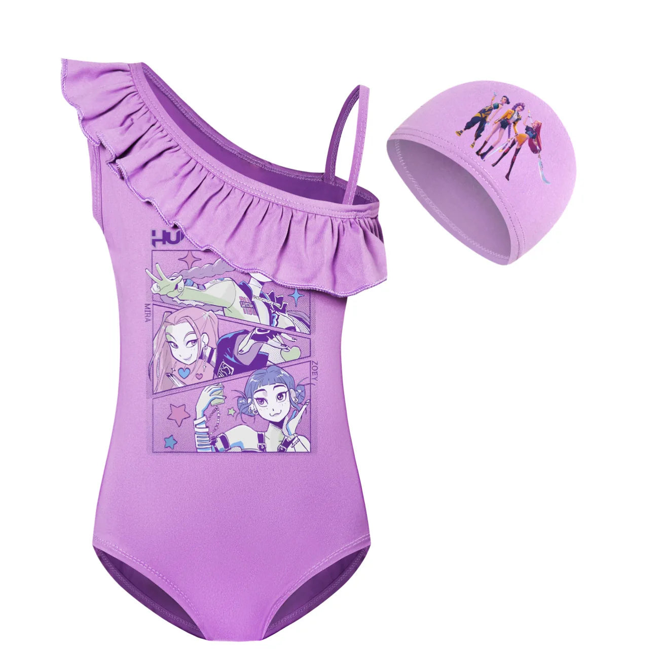 KPop Demon Hunters Huntrix Clothes Kids Swimwear Girls Summer One-Piece Swimsuit Children Sleeveless Swiming Biniki Sets