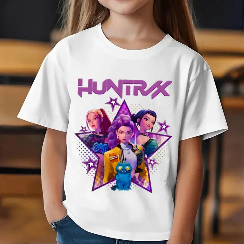 KPop Demon Hunters Kids T-shirt Baby Girls Clothes Fashion Casual Tops 2025 Movie Cotton T Shirt Fans Gift Children's Clothing