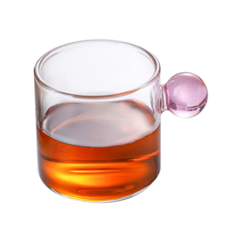 110ml Espresso Cups Small Cup Home Glass Ball Handle Coffee Cup Tea Water Cup Heat Resistant Glass Teacups Juice Mug Table Decor