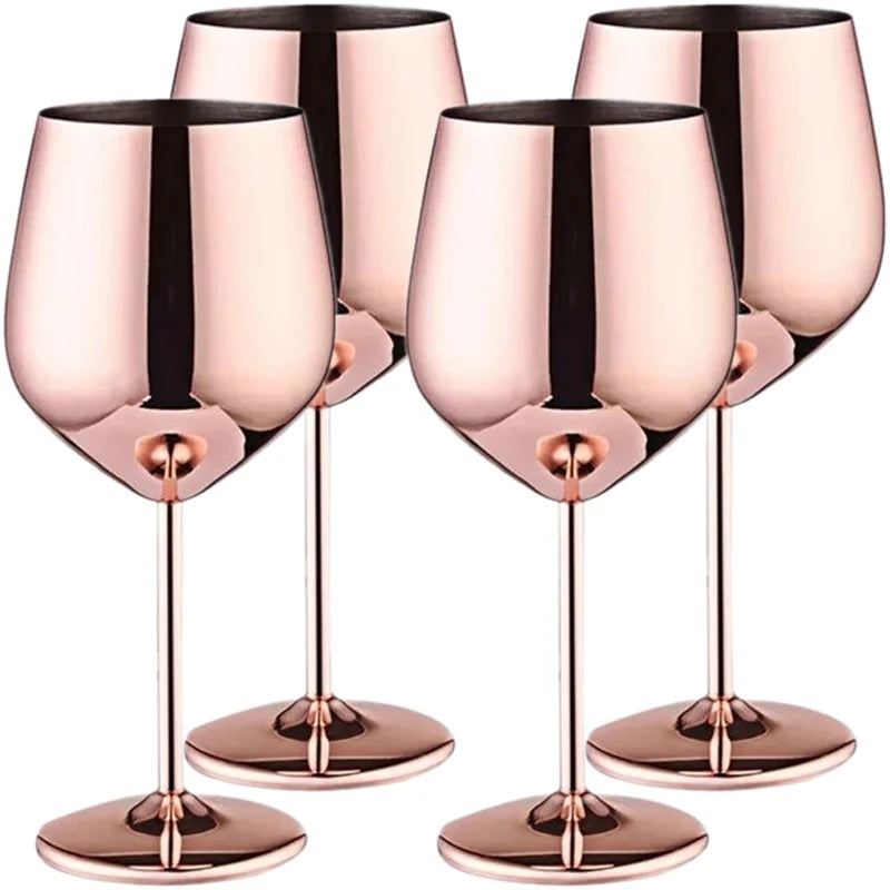 4PCS Stainless Steel Glass Cocktail Creative Metal Wine Glass Bar Restaurant Champagne Red Wine Glass Drinkware Barware Cup