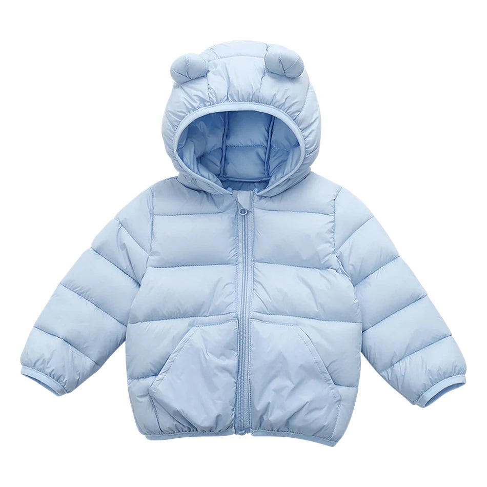 2025 Autumn Winter New Kids Leisure Hooded Down Jacket For Girls Parka Baby Boys Warm Coats Zipper Outerwear Children's Clothing