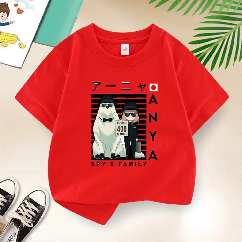 Kids Tshirt Girls Boys Summer Spy X Family Anya Tops Cartoon Printed Casual Short Sleeve Kids Baby T-shirt Children Clothes