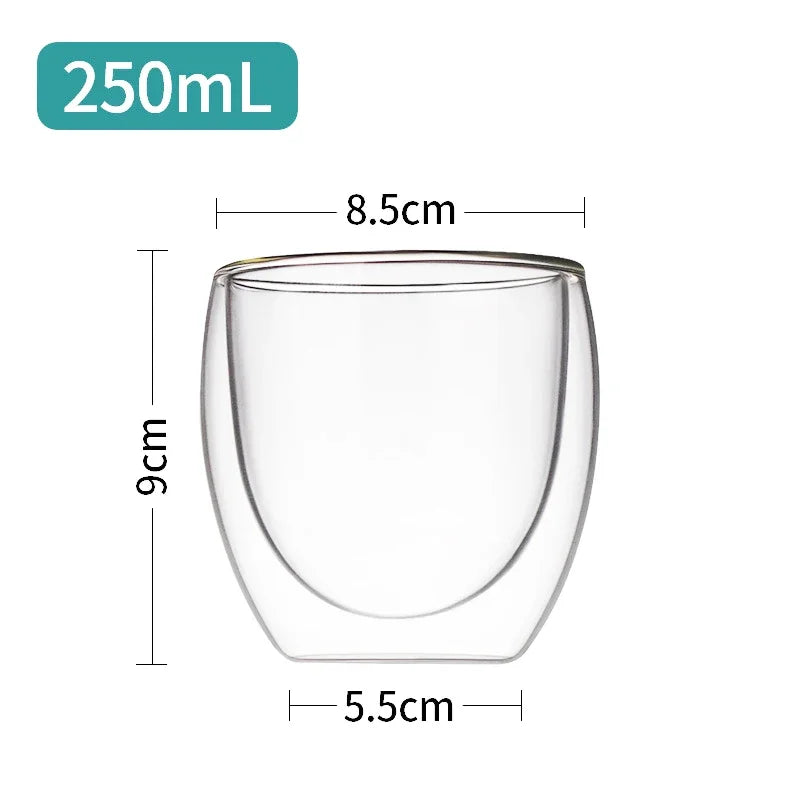 Transparent Glass Coffee Cup Milk Whiskey Tea Beer Double Creative Heat Resistant Cocktail Vodka Wine Mug Tumbler Drinkware Gift