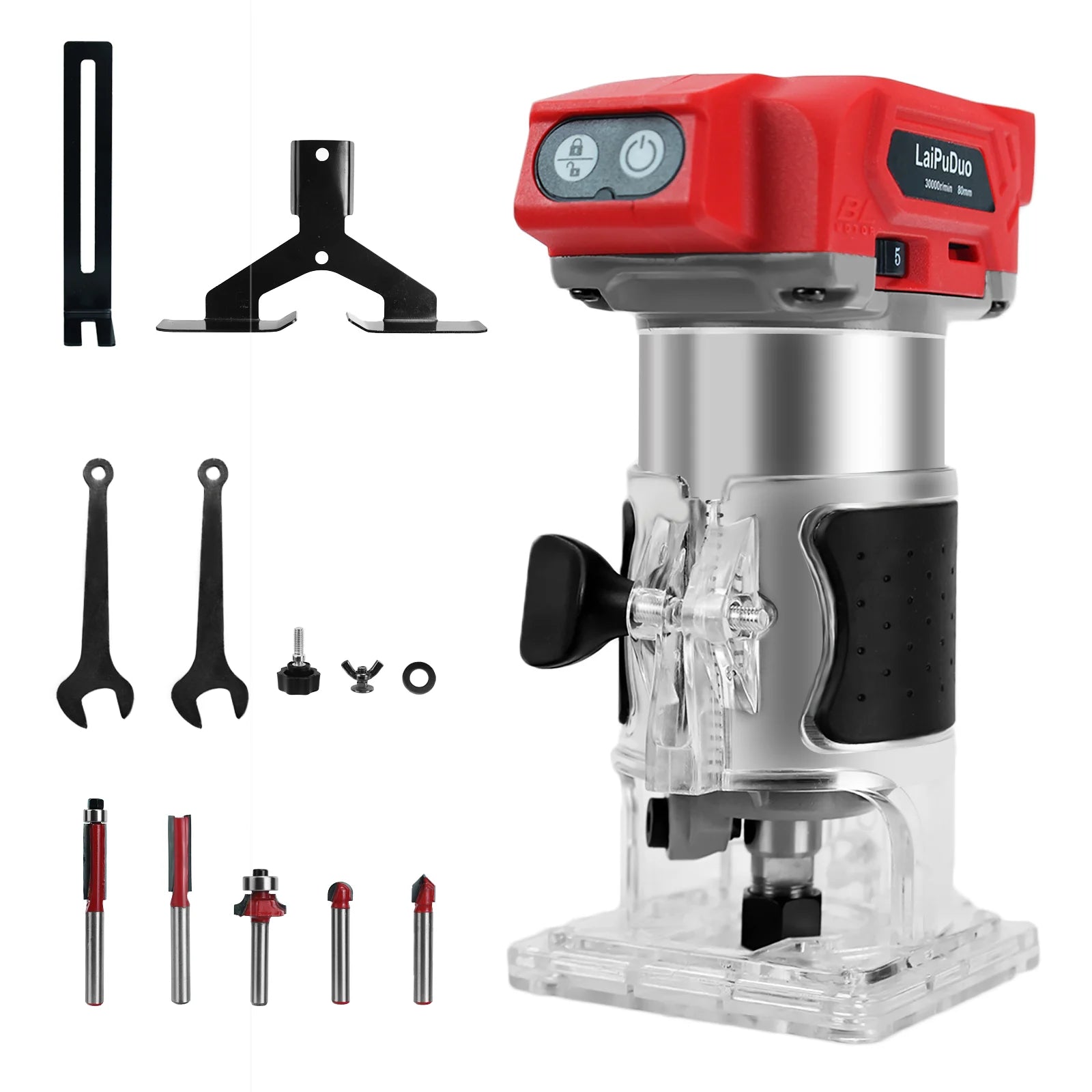 Cordless Wood Router 800W 30000RPM Brushless Electric Trimmer Woodworking Trimming Machine for Milwaukee 18V Battery(No Battery)