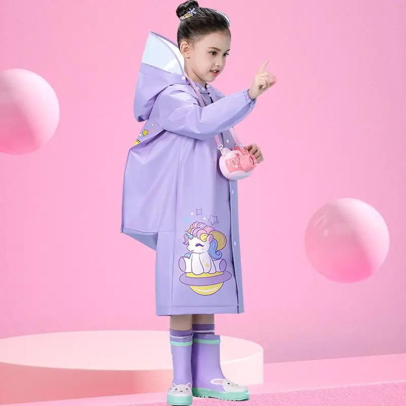 Children's Raincoat, Kids Waterproof Rain Poncho, Full Coverage, High-Quality Raincoat, Student Boys Girls Backpack Travel Rainwear