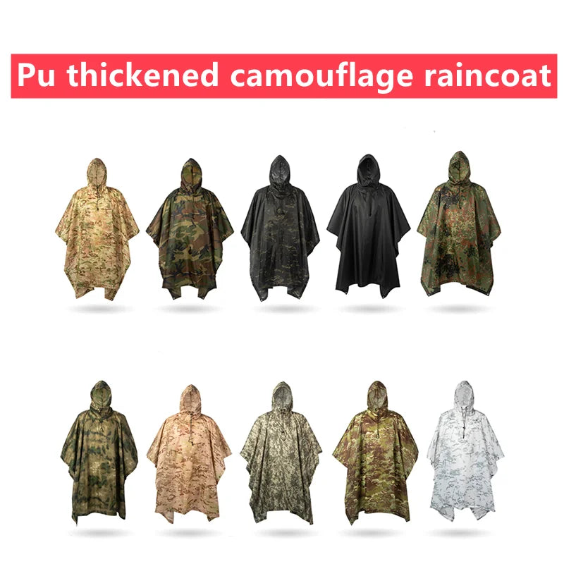 Men's Military Waterproof Zipper Camo Raincoat, Waterproof Rain Coat, Men's Raincoat, Women's Raincoat, Awning, Motorcycle Rain Poncho