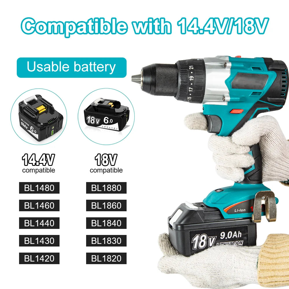 Abeden BLSG21B 18V 1800rpm Cordless Woodworking Drill Lithium-ion Battery for 2 Speed ​​Hand Driver Wrench Power Tool