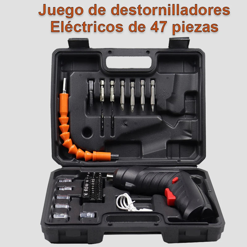 47PCS Multifunct Electric Screwdriver Set, Cordless Screwdriver with Lithium Battery, Home Maintenance Repair Power Tools, Mini